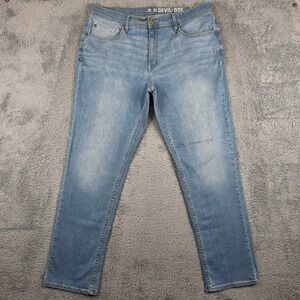 Devil Dog Dungarees Athletic Jeans Mens 36x32 Light Wash Stretch Tapered Casual